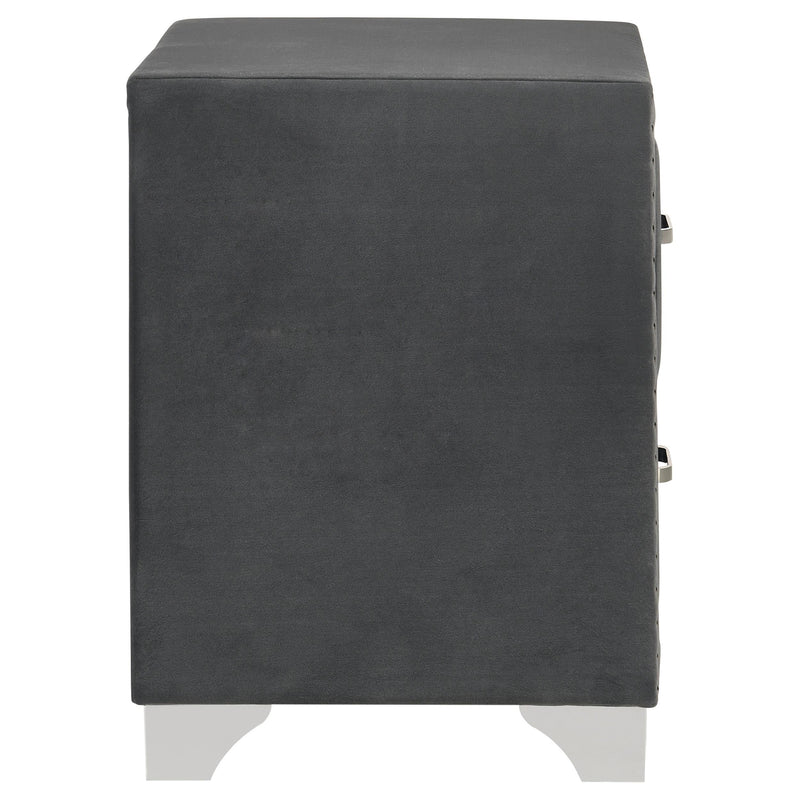 Melody Upholstered 2-drawer Nightstand Grey - 223382
