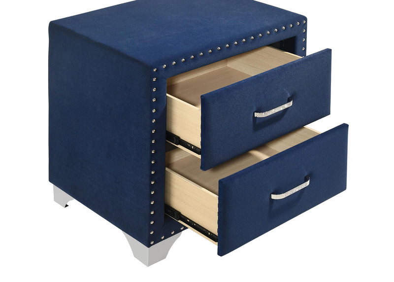 Melody Upholstered 2-drawer Nightstand Pacific Blue - 223372