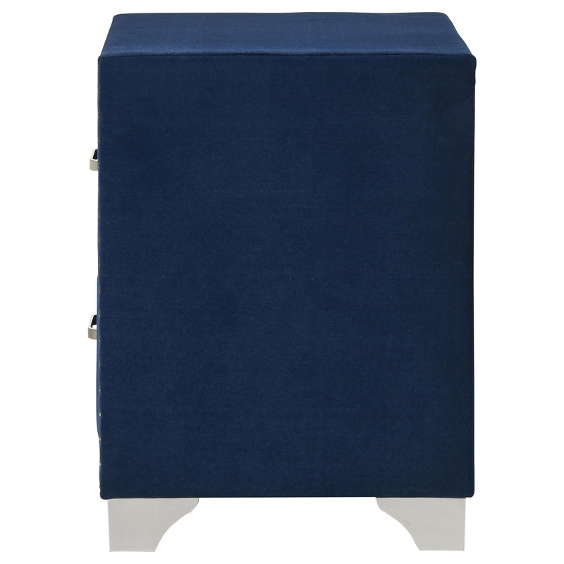 Melody Upholstered 2-drawer Nightstand Pacific Blue - 223372