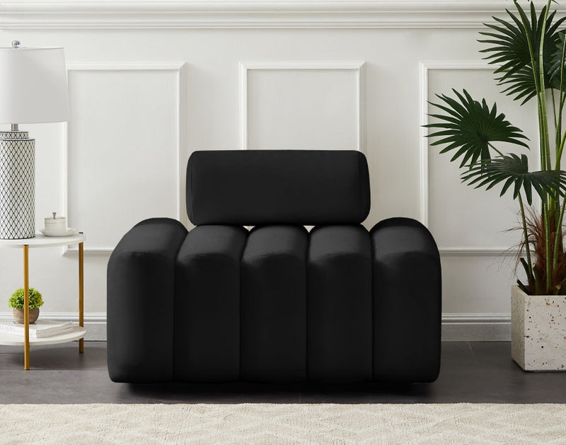 Melody Velvet Upholstered Chair in Black - 647Black-C