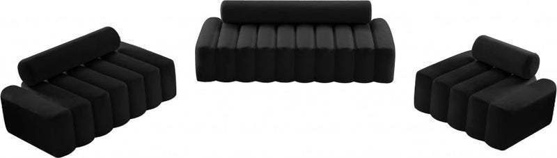 Melody Velvet Upholstered Chair in Black - 647Black-C