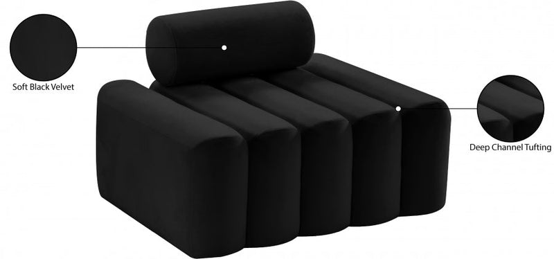 Melody Velvet Upholstered Chair in Black - 647Black-C