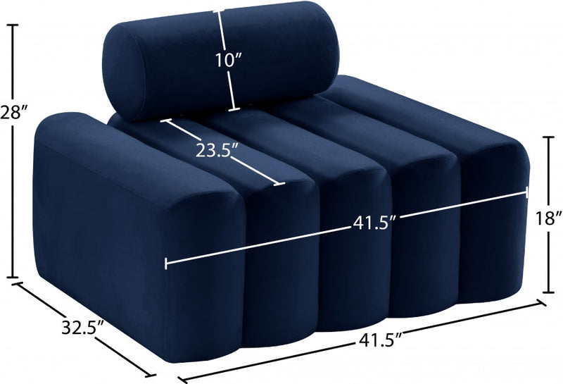 Melody Velvet Upholstered Chair in Blue - 647Navy-C