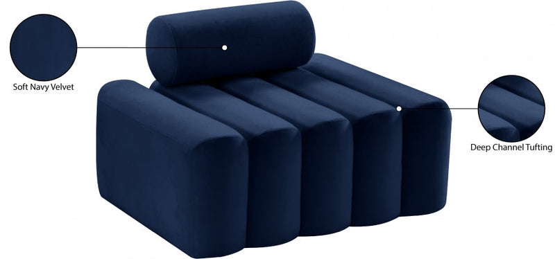 Melody Velvet Upholstered Chair in Blue - 647Navy-C