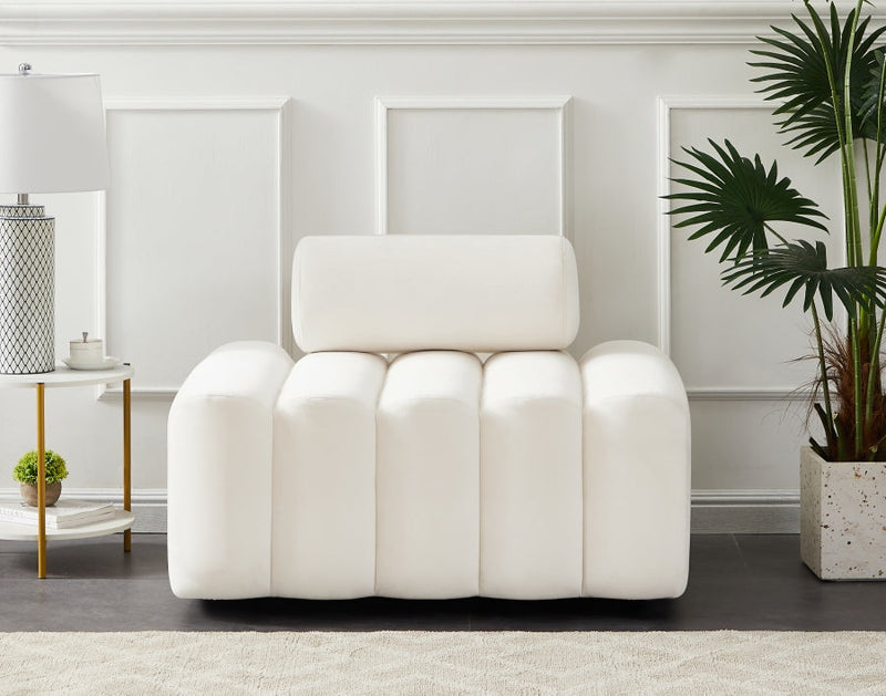 Melody Velvet Upholstered Chair in Cream - 647Cream-C