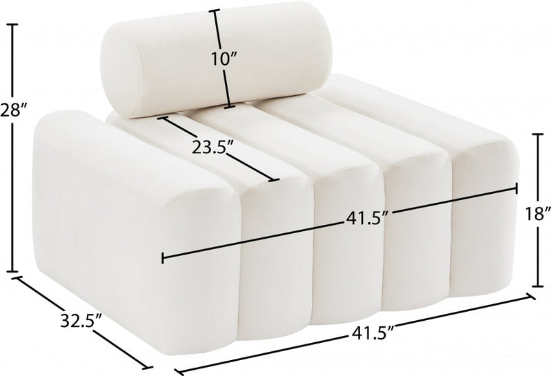 Melody Velvet Upholstered Chair in Cream - 647Cream-C