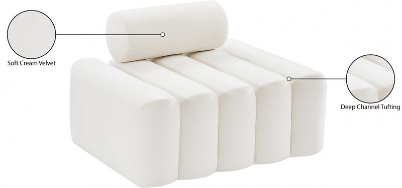 Melody Velvet Upholstered Chair in Cream - 647Cream-C