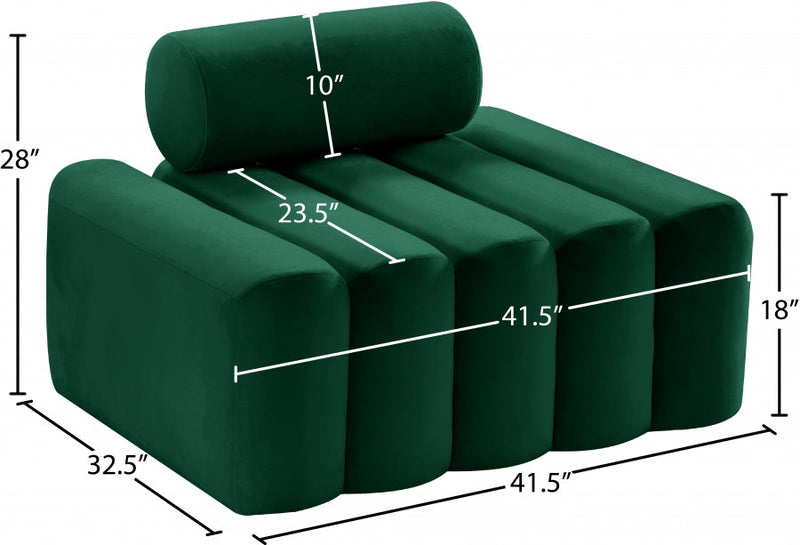 Melody Velvet Upholstered Chair in Green - 647Green-C