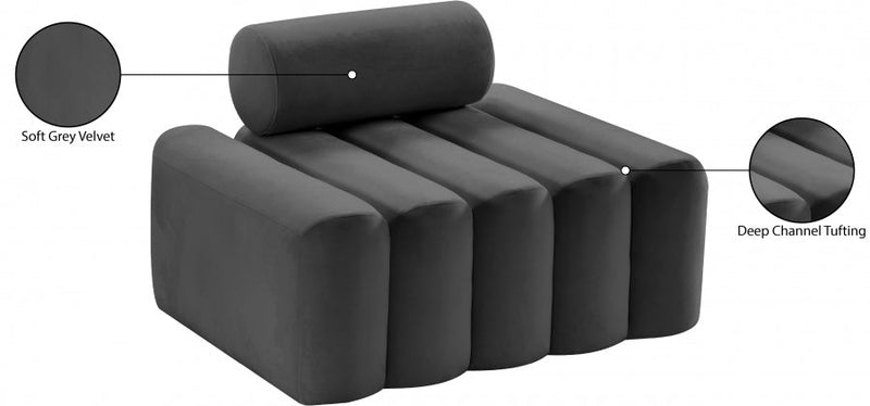 Melody Velvet Upholstered Chair in Grey - 647Grey-C