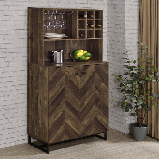 Mendoza 2-door Home Bar Cabinet Wine Storage Rustic Oak - 182082