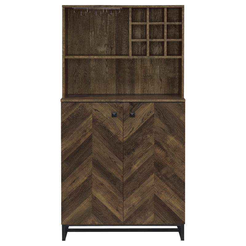 Mendoza 2-door Home Bar Cabinet Wine Storage Rustic Oak - 182082