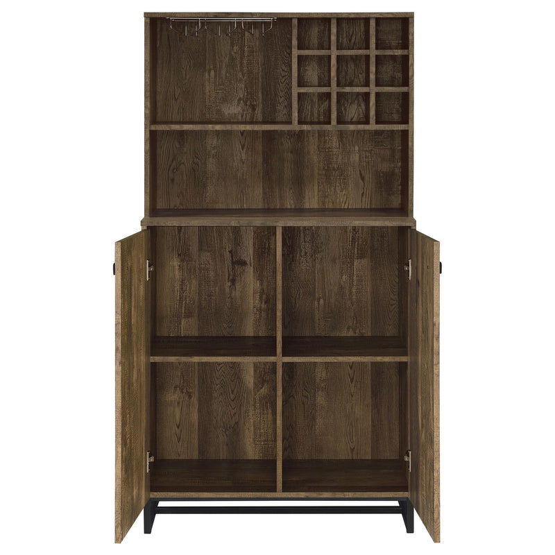 Mendoza 2-door Home Bar Cabinet Wine Storage Rustic Oak - 182082