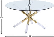 Mercury Glass Top, Acrylic And Metal Base Coffee Table in Gold - 284-C