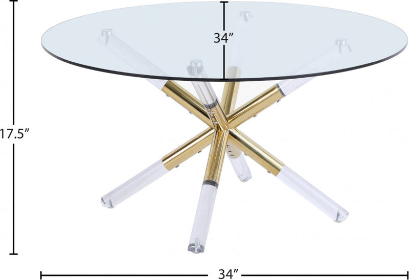 Mercury Glass Top, Acrylic And Metal Base Coffee Table in Gold - 284-C