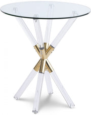 Mercury Glass Top, Acrylic And Metal Base End Table in Gold - 284-E