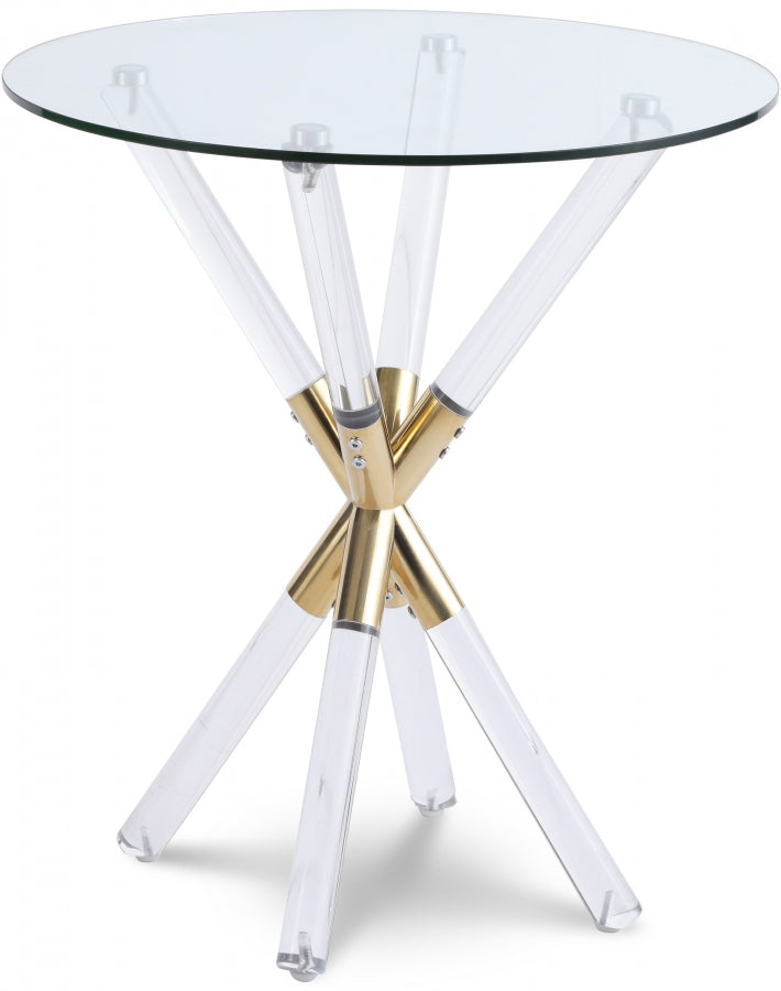 Mercury Glass Top, Acrylic And Metal Base End Table in Gold - 284-E