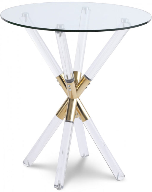 Mercury Glass Top, Acrylic And Metal Base End Table in Gold - 284-E