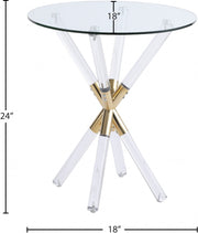 Mercury Glass Top, Acrylic And Metal Base End Table in Gold - 284-E