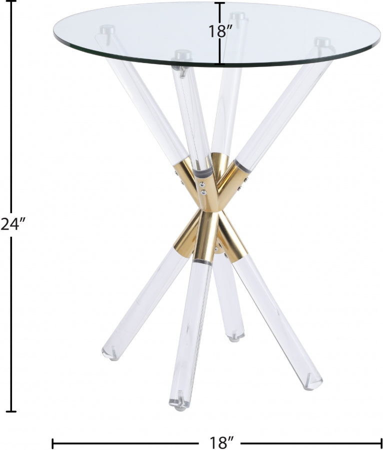 Mercury Glass Top, Acrylic And Metal Base End Table in Gold - 284-E