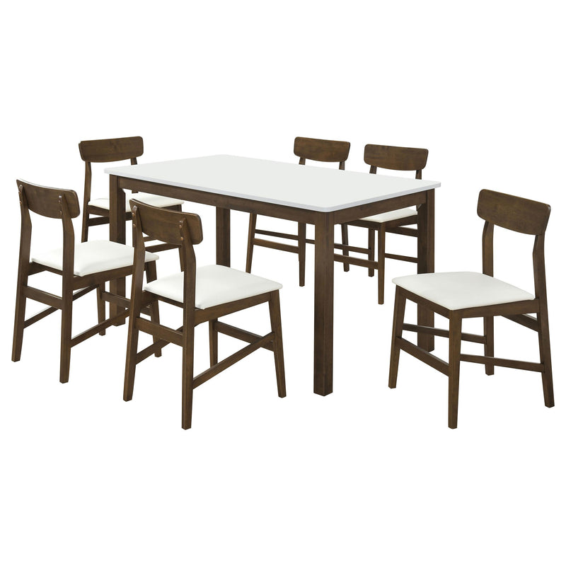 Merrin 7-piece 55-inch Rectangular Dining Set Off White and Walnut - 192721-S7