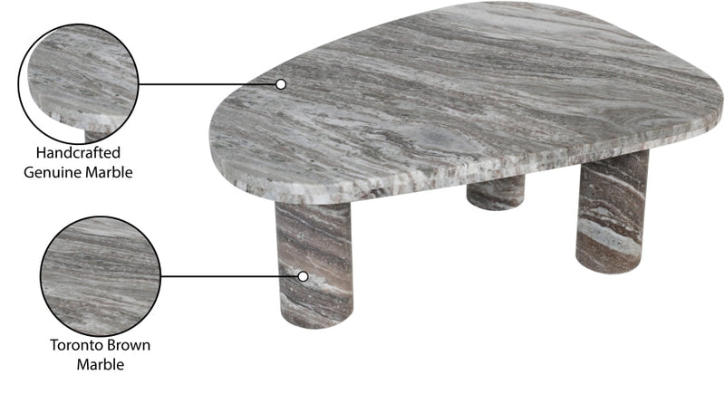 Messina Marble Coffee Table in Brown - 99008Brown-CT