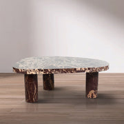 Messina Marble Coffee Table in Burgundy - 99008Cherry-CT