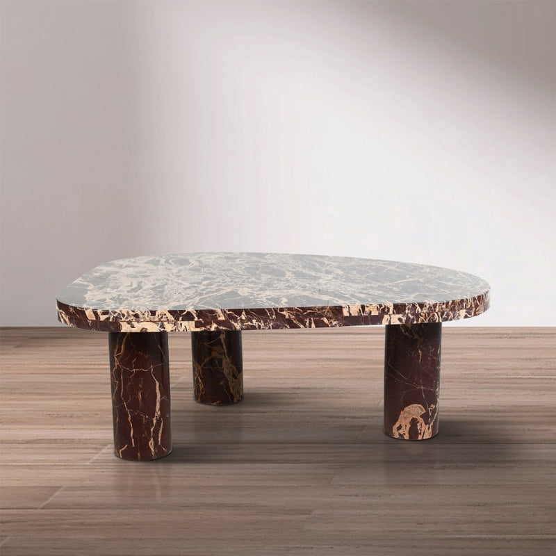 Messina Marble Coffee Table in Burgundy - 99008Cherry-CT