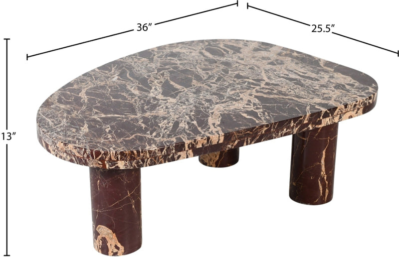 Messina Marble Coffee Table in Burgundy - 99008Cherry-CT