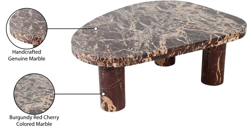 Messina Marble Coffee Table in Burgundy - 99008Cherry-CT