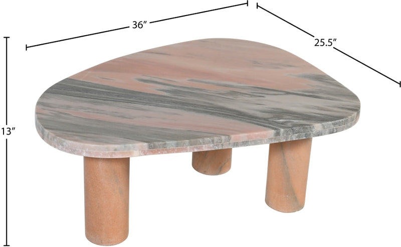 Messina Marble Coffee Table in Pink - 99008Pink-CT