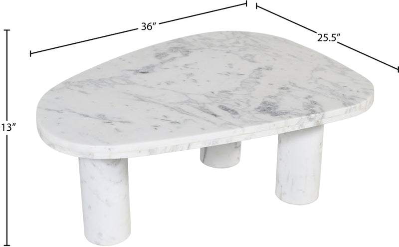 Messina Marble Coffee Table in White - 99008White-CT