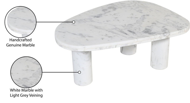 Messina Marble Coffee Table in White - 99008White-CT
