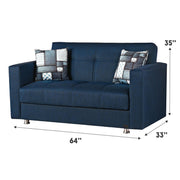 Miami 64 in. Convertible Sleeper Loveseat in Navy Blue with Storage - Gate FurnitureLoveseat