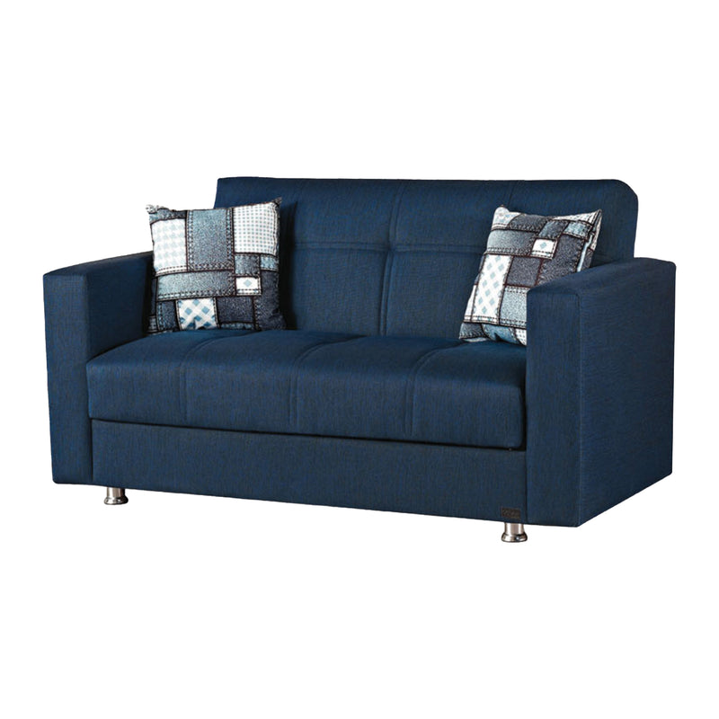 Miami 64 in. Convertible Sleeper Loveseat in Navy Blue with Storage - Gate FurnitureLoveseat