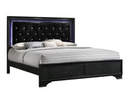 Micah Black King LED Upholstered Panel Bed - Gate FurnitureKing Bed