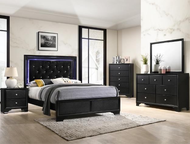 Micah Black LED Panel Twin Bed - Gate FurnitureTwin Bed