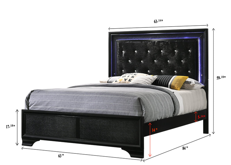 Micah Black LED Upholstered Panel Bedroom Set - Gate FurnitureBedroom Set