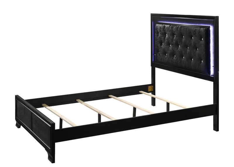 Micah Black LED Upholstered Panel Bedroom Set - Gate FurnitureBedroom Set