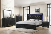 Micah Black LED Upholstered Panel Bedroom Set - Gate FurnitureBedroom Set