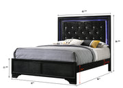 Micah Black Queen LED Upholstered Panel Bed - Gate FurnitureQueen Bed