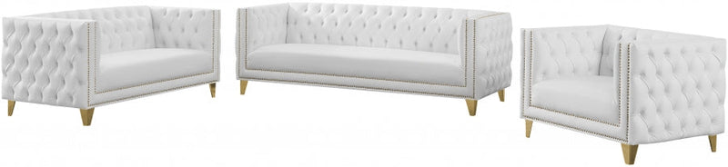 Michelle 66" Vegan Leather Upholstered Loveseat in White - 651White-L
