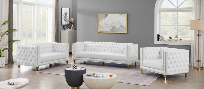 Michelle 66" Vegan Leather Upholstered Loveseat in White - 651White-L