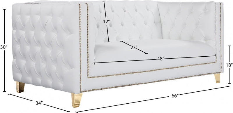 Michelle 66" Vegan Leather Upholstered Loveseat in White - 651White-L
