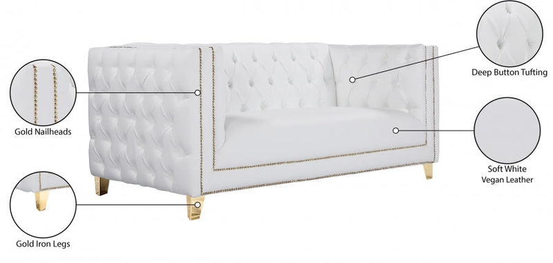 Michelle 66" Vegan Leather Upholstered Loveseat in White - 651White-L