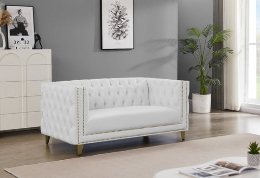 Michelle 66" Vegan Leather Upholstered Loveseat in White - 651White-L
