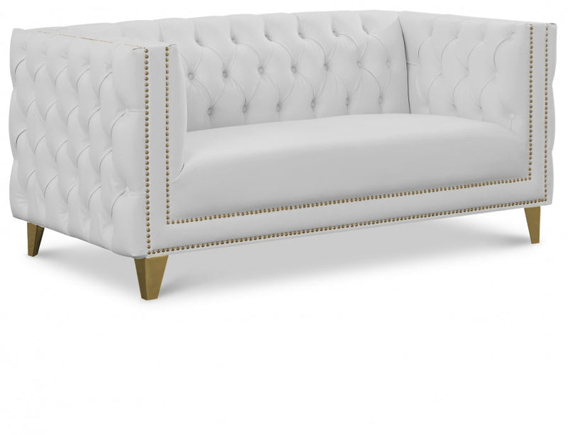 Michelle 66" Vegan Leather Upholstered Loveseat in White - 651White-L