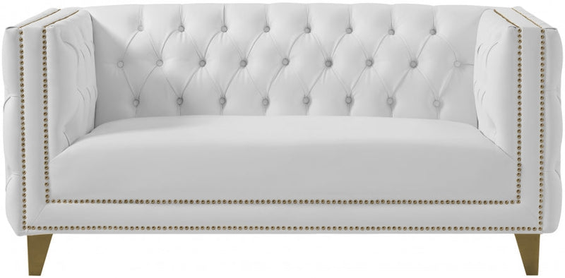 Michelle 66" Vegan Leather Upholstered Loveseat in White - 651White-L