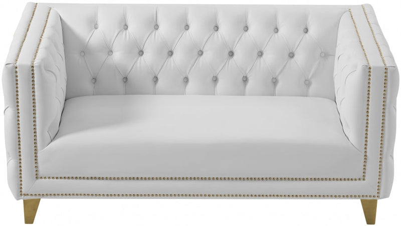 Michelle 66" Vegan Leather Upholstered Loveseat in White - 651White-L