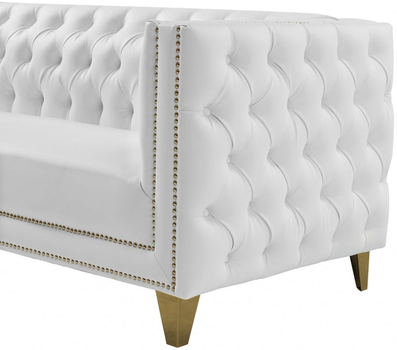 Michelle 66" Vegan Leather Upholstered Loveseat in White - 651White-L