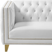 Michelle 66" Vegan Leather Upholstered Loveseat in White - 651White-L